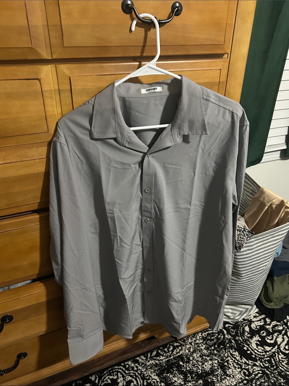 Grey Men’s Button-Up Shirt - Classic Collar